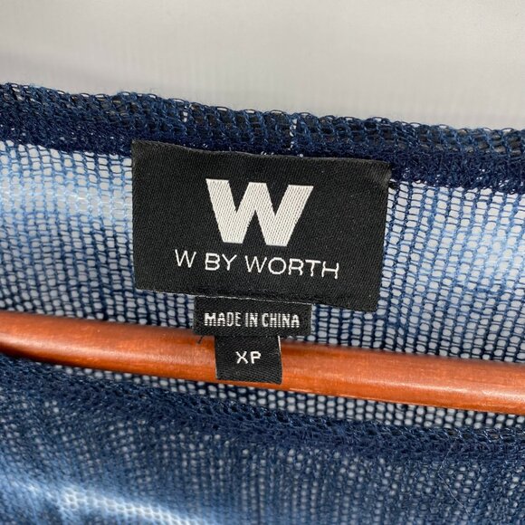 W by Worth Poncho Womens XP XS Blue White‎ Striped Lightweight Oversized Sheer - Picture 5 of 14